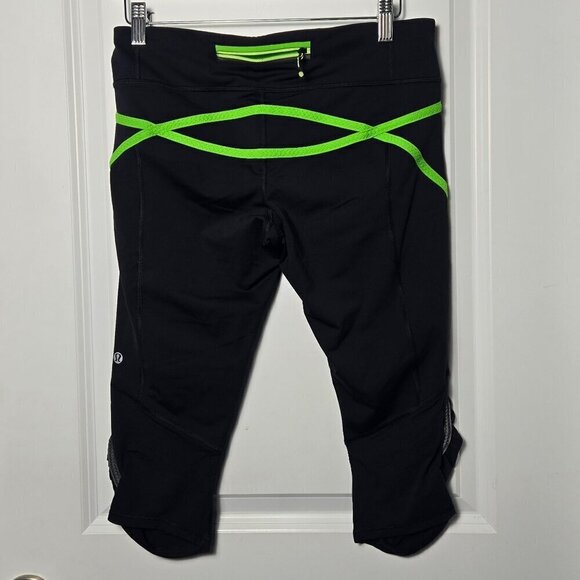 Lululemon Run: Pace Crop - 8 Black / Ocean Stripe Frond / Frond - Picture 4 of 6